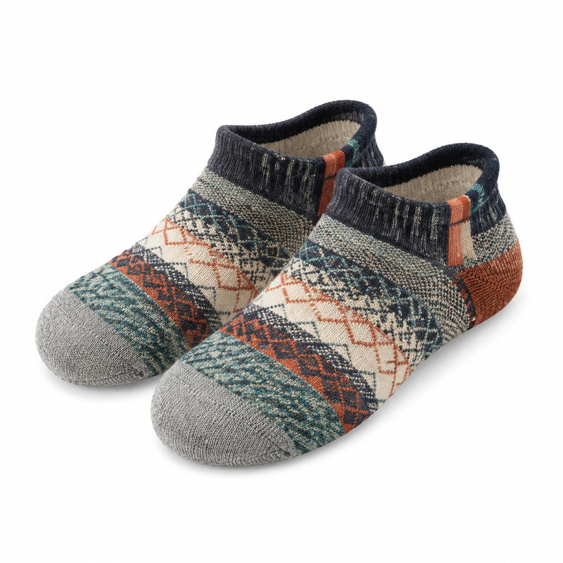 Chaussettes basses 35-38 en maille multicolore à motif géométrique style décontracté