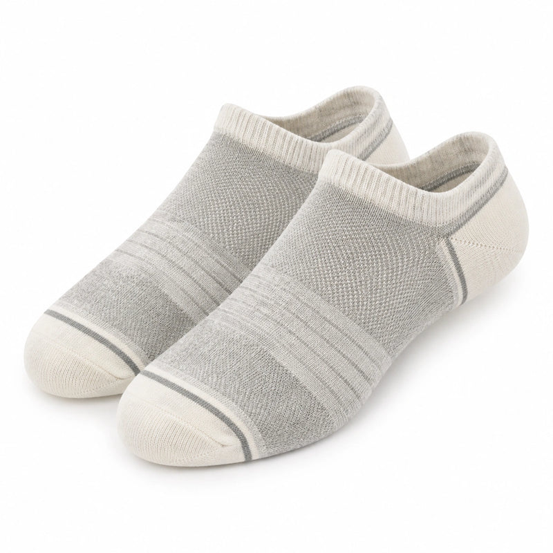 Chaussettes basses 35-38 en maille gris clair et écru - confort quotidien