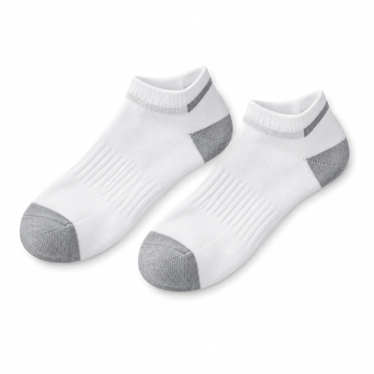 Chaussettes basses 43-46 en textile blanc et gris pour sport - maille côtelée