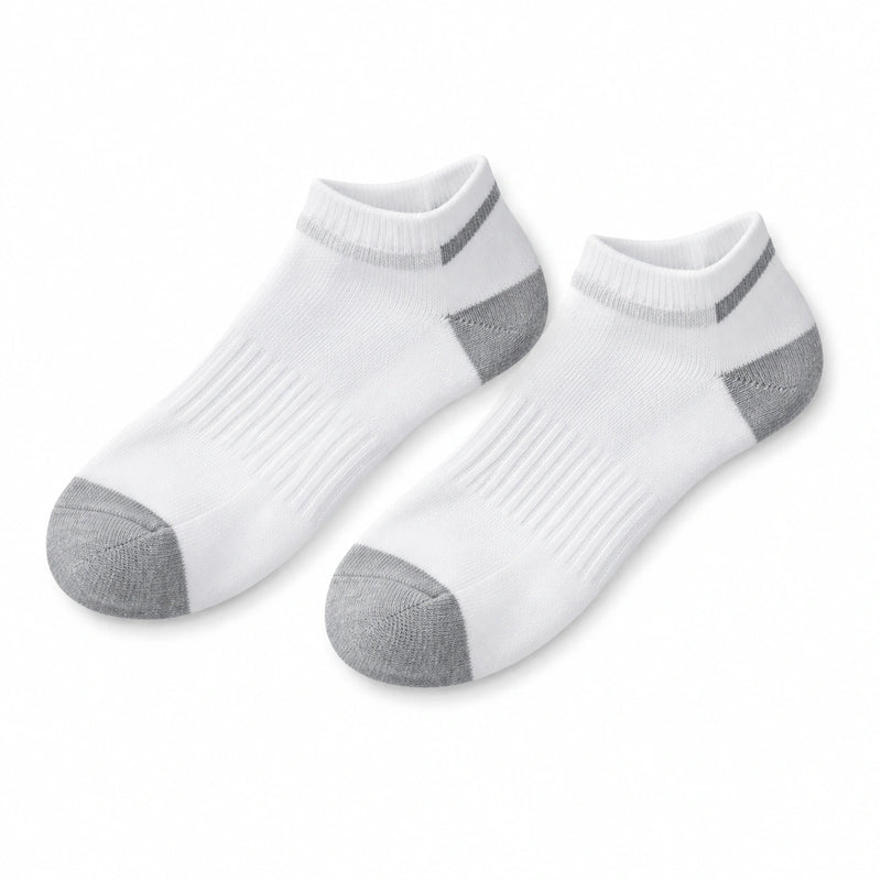 Chaussettes basses 43-46 en textile blanc et gris pour sport - maille côtelée