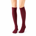 Chaussettes hautes 35-38 en maille bordeaux à côtes pour femme