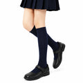 Chaussettes montantes 39-42 bleu marine en maille côtelée pour femme style scolaire