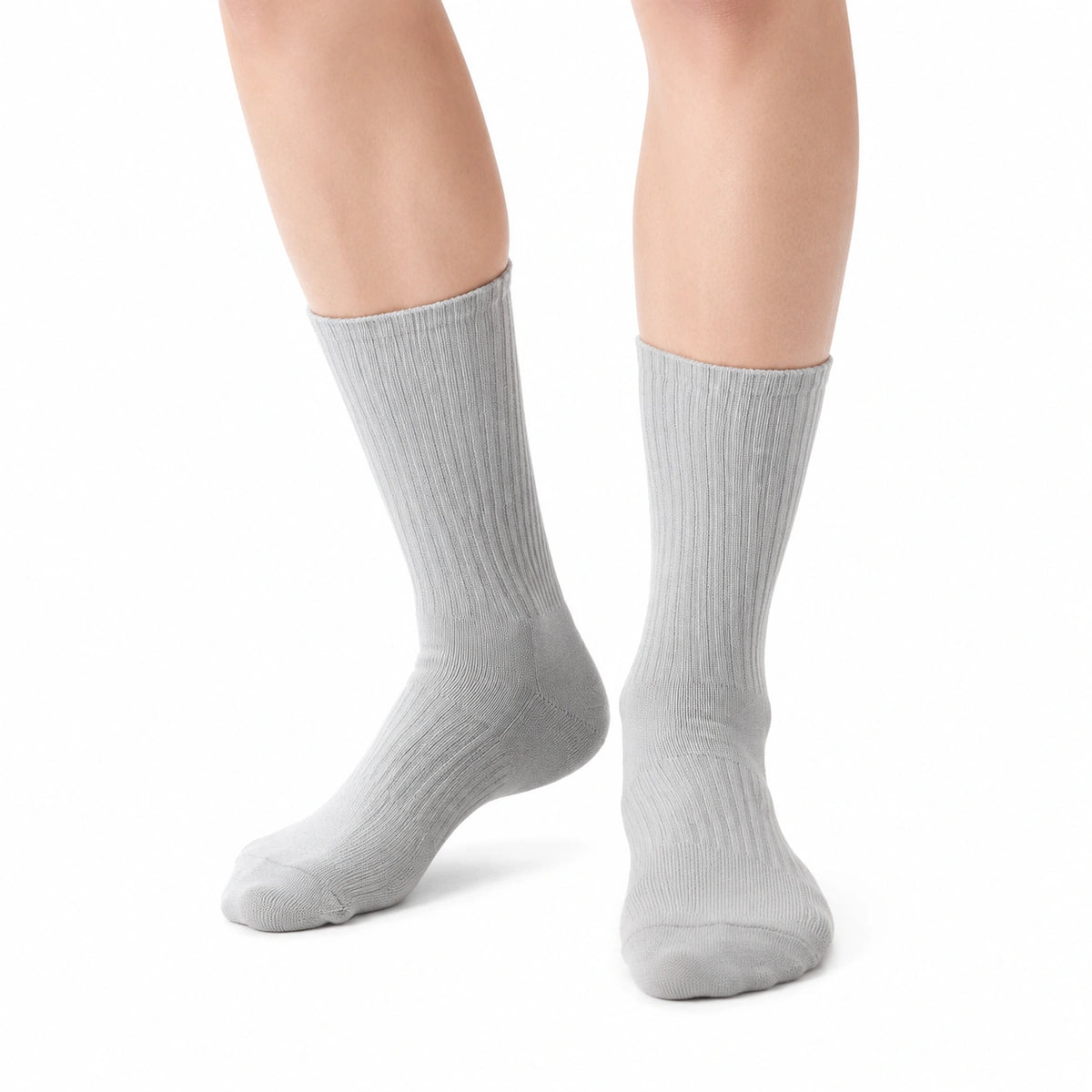 Chaussettes mi-mollet 35-38 grises côtelées pour usage quotidien