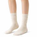 Chaussettes mi-mollet 35-38 en textile côtelé écru style ample