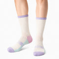 Chaussettes mi-mollet 39-42 en maille côtelée écru lilas rose vert d'eau style décontracté