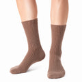 Chaussettes mi-mollet 43-46 en maille côtelée marron style classique