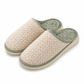 Chaussons mules 38/39 en textile matelassé beige et vert pour intérieur