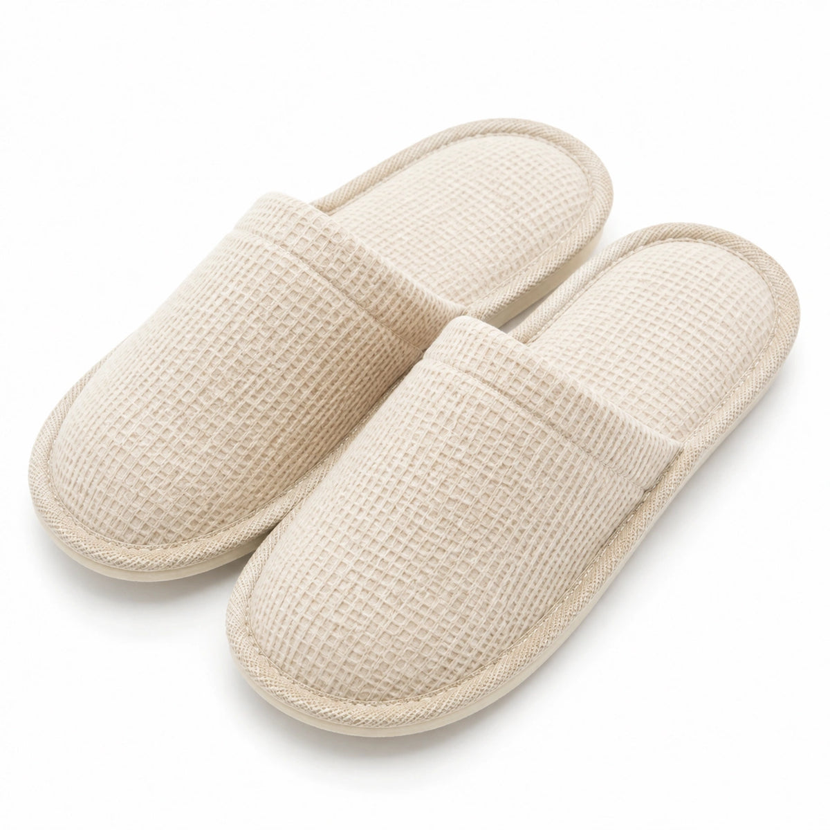 Chaussons d'intérieur 40/41 en textile beige à enfiler avec semelle souple