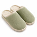 Chaussons 36/37 en textile côtelé vert sauge pour intérieur style mule