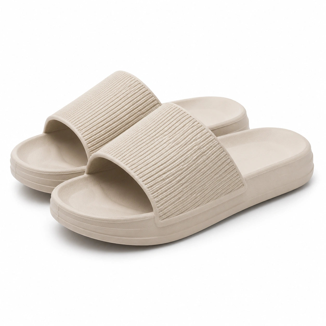 Claquettes 40/41 en mousse synthétique beige à semelle épaisse texturée