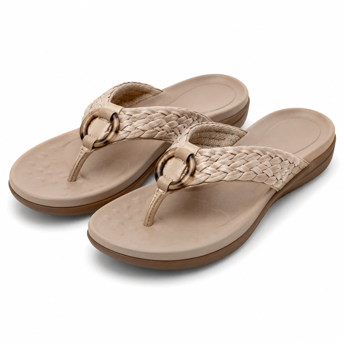 Tongs femme 40/41 beige en matière synthétique tressée style décontracté